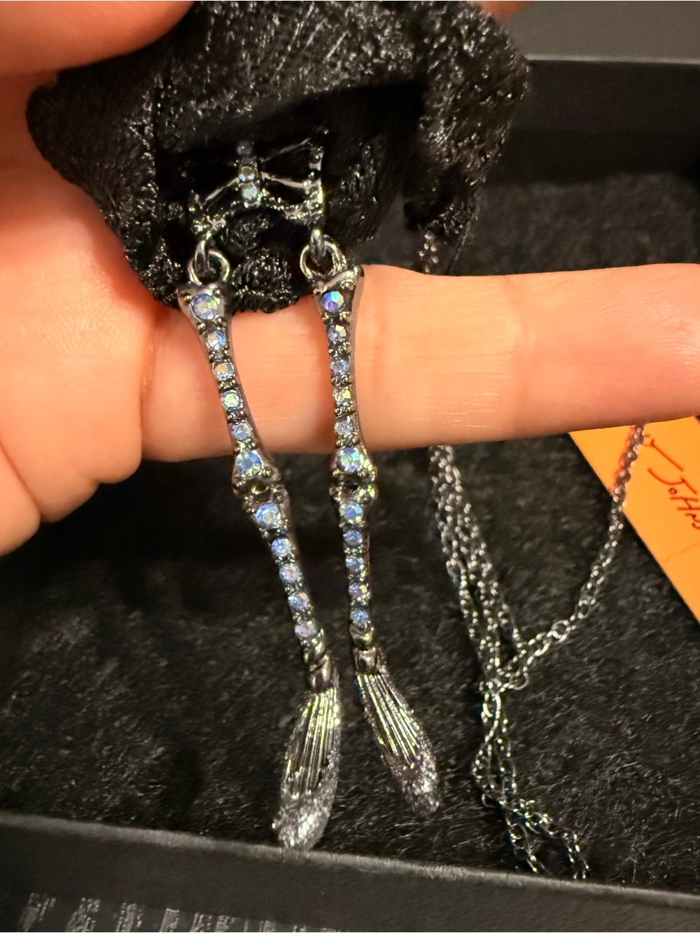 Betsey Johnson Black Skeleton Bride Necklace with Purple Roses and Gold Crown - Picture 7 of 13